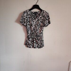 Alfani Black/White Short Sleeve Knit Top